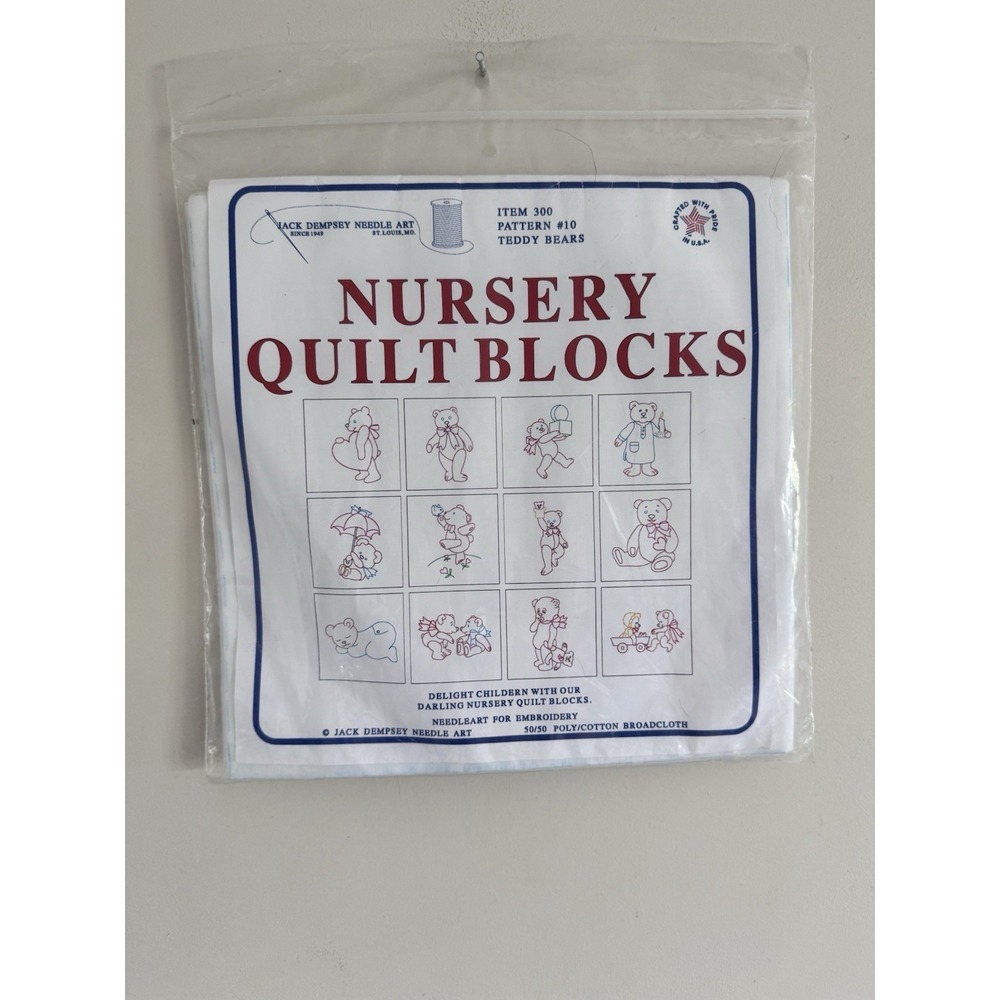 Quilt Nursery Blocks Jack Dempsey Sewing Teddy Bears 80s Lot Of 2